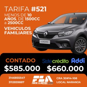 SOAT para Carro, entre 1500cc y 2500cc, menos de 10 años