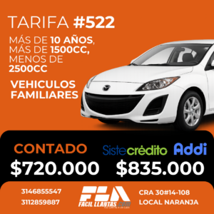 SOAT para Carro, mas de 1500cc y menos de 2500cc, mas de 10 años