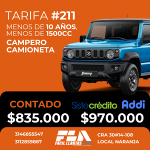 SOAT para Camioneta, menos de 1500cc y menos de 10 años