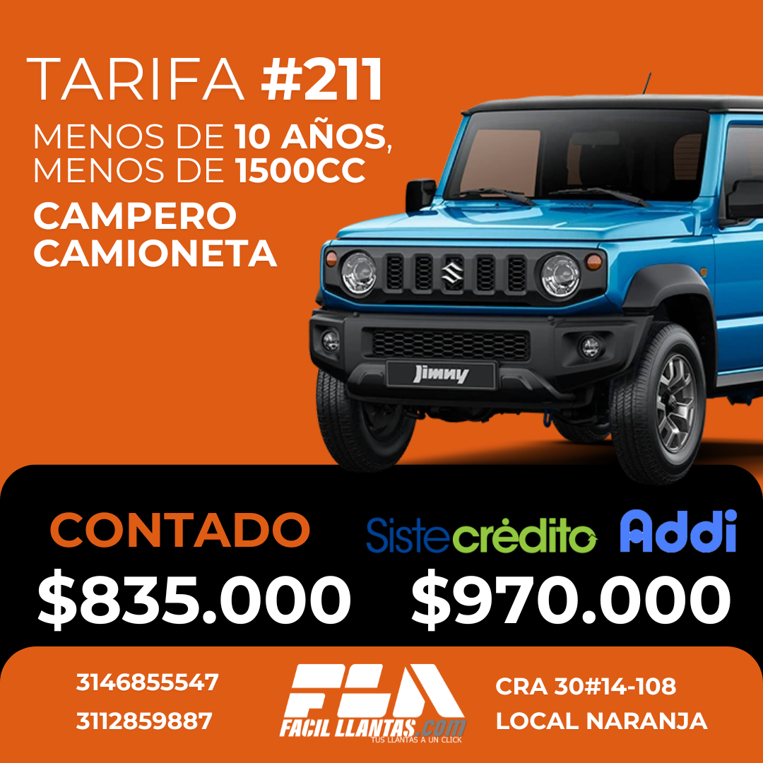 SOAT para Camioneta, menos de 1500cc y menos de 10 años