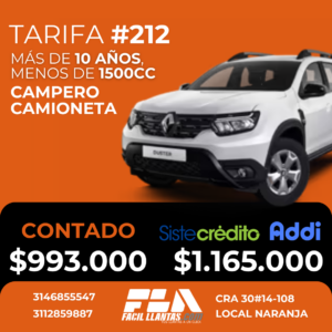 SOAT para Camioneta, menos de 1500cc y mas de 10 años