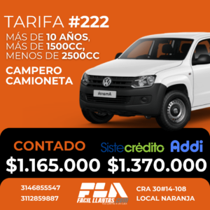 SOAT para Camioneta, mas de 1500cc y menos de 2500cc, mas de 10 años