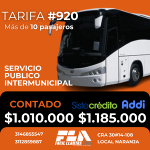 SOAT para Servicio Publico Intermunicipal, mas de 10 pasajeros