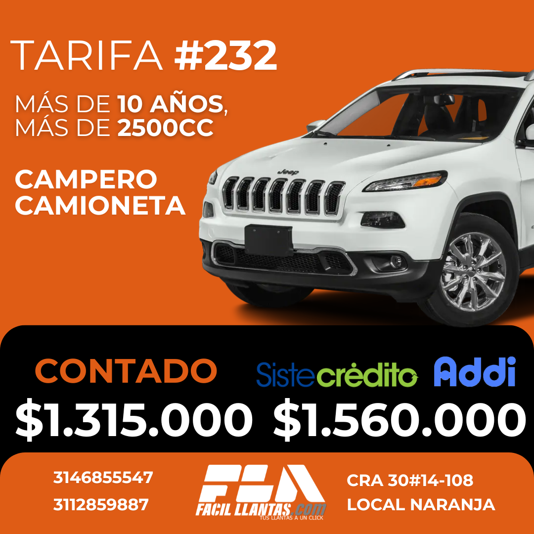 SOAT para Camioneta, mas de 2500cc y mas de 10 años