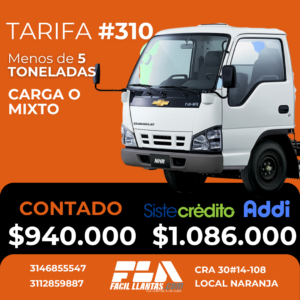 SOAT para Vehiculo de Carga o Mixto, con capacidad de menos de 5 toneladas